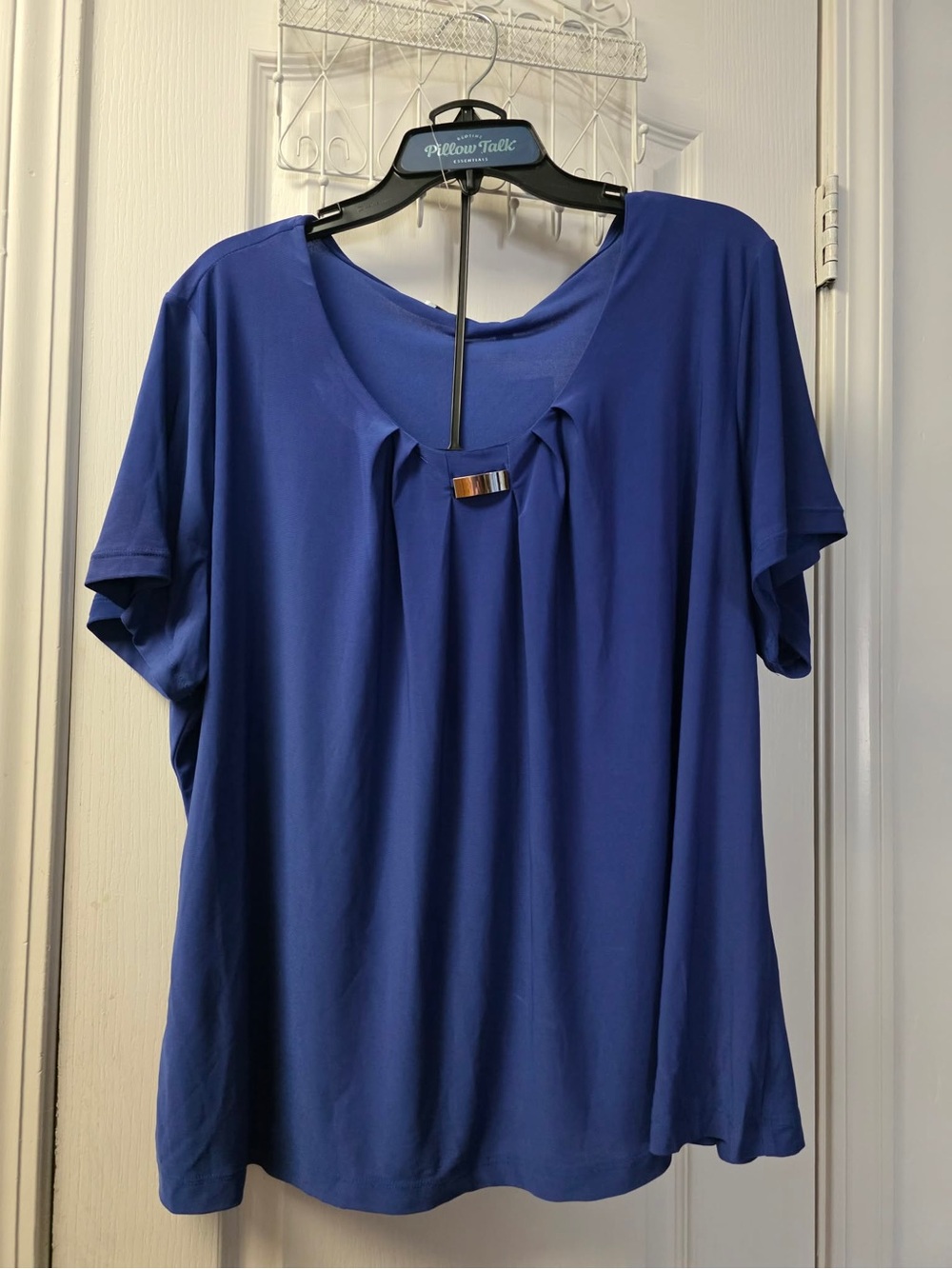 Notations Royal Blue Short Sleeve Top with Metal Accent